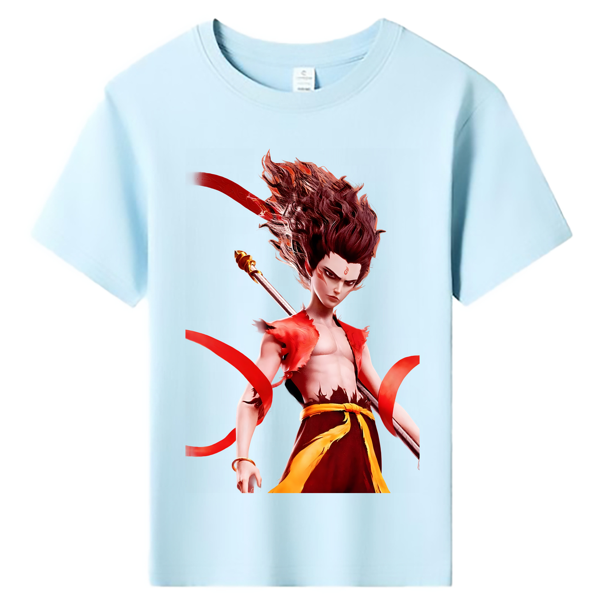（画像用） Ne Zha 2 ナタ 魔童の大暴れ 綿100％キッズTシャツ（フロントプリント）